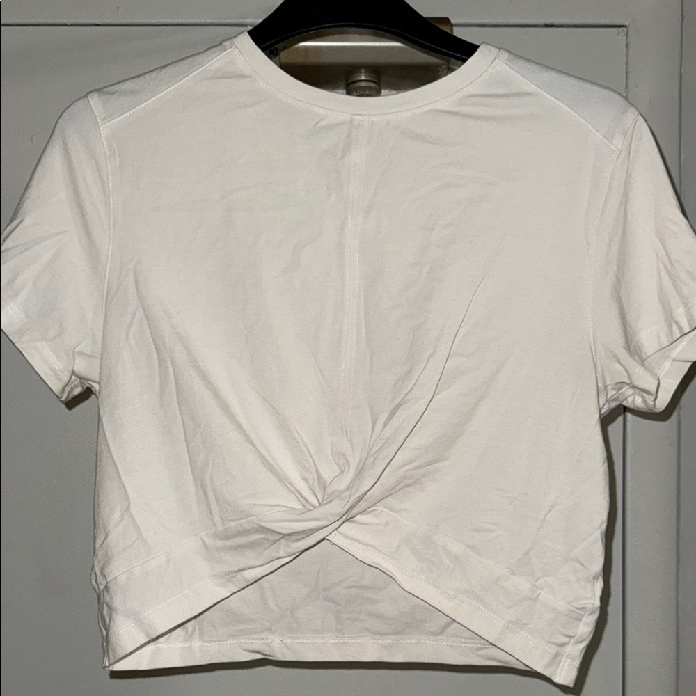 Alphalete White Twist Front Short Sleeve Tee